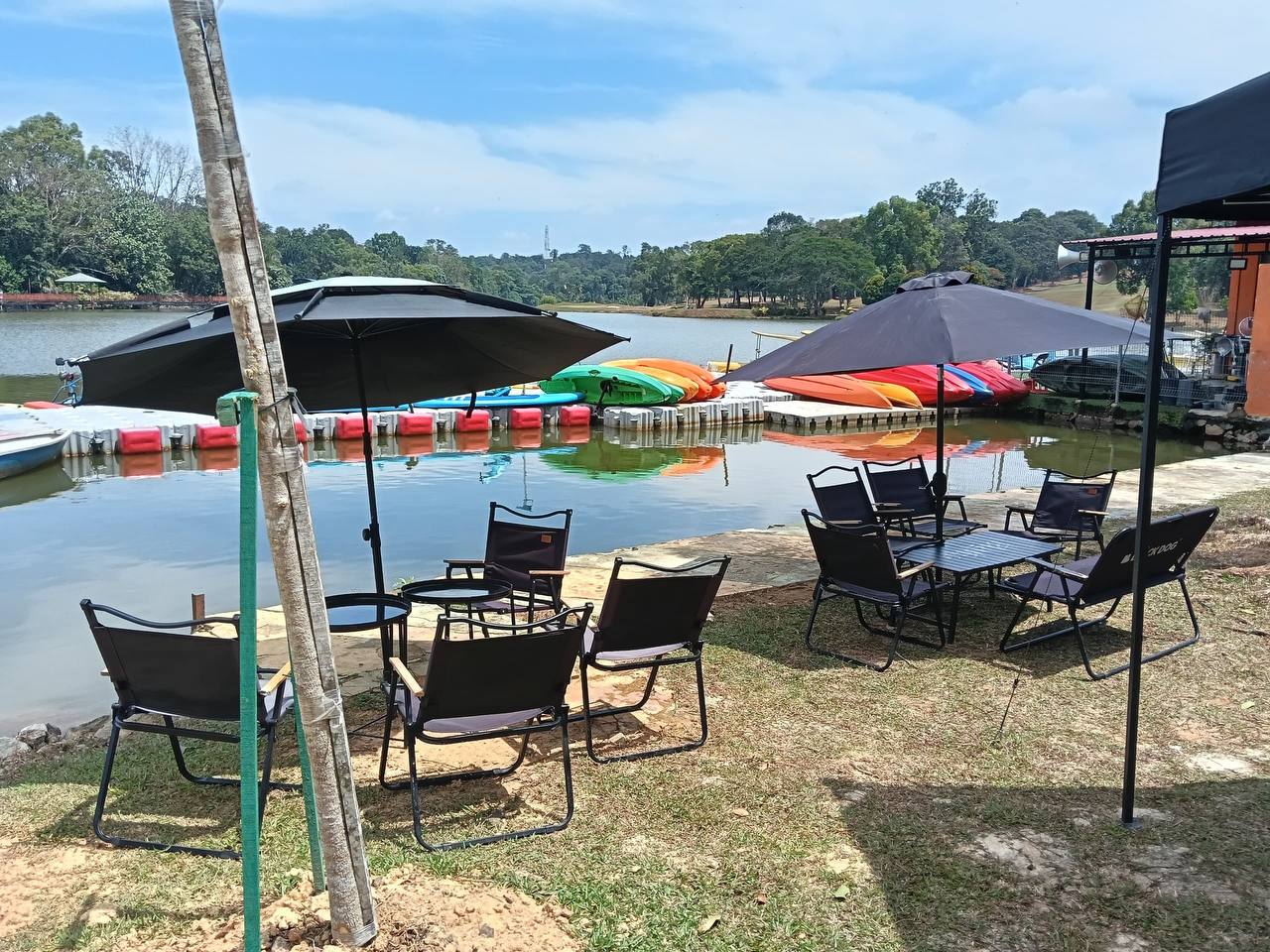 Lakeside seating area