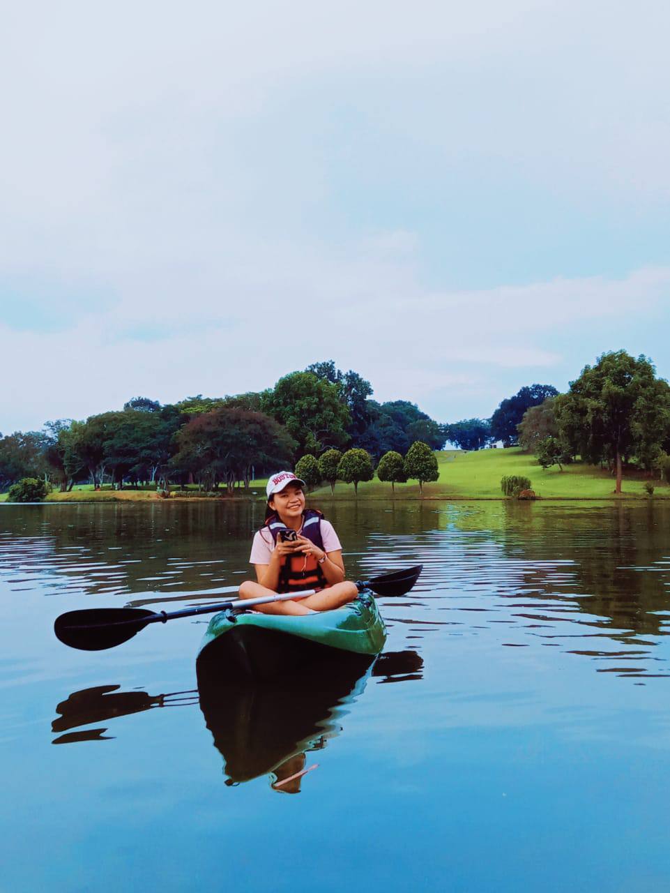 Solo kayak on calm water